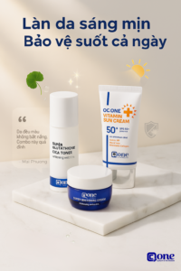 combo duong trang ban ngay voi qcone lan da rang ro duoi anh nang gioi thieu combo duong trang ban ngay gom super glutathione cica toner super whitening day cream va vitamin sun cream phan tich 1