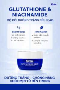 glutathione va niacinamide bo doi duong trang trong qcone super whitening day cream